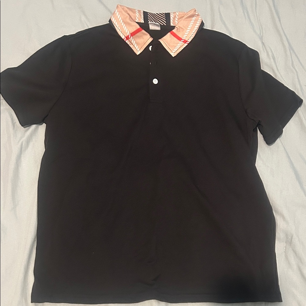 SHEIN Black Shirt with Patterned Collar